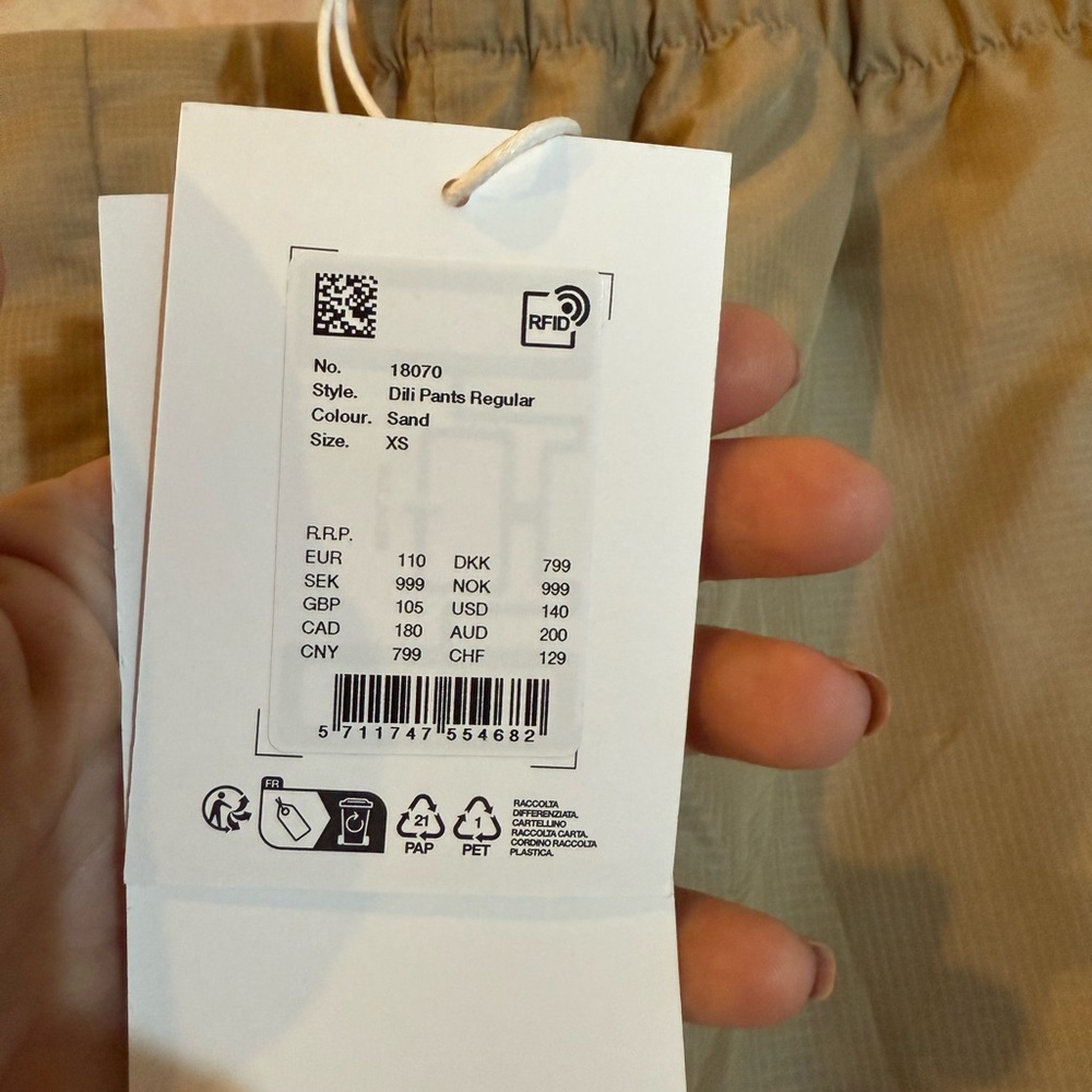 Rains Women's Dili pants, color-Sand, size XS, NWT. - Picture 3 of 4